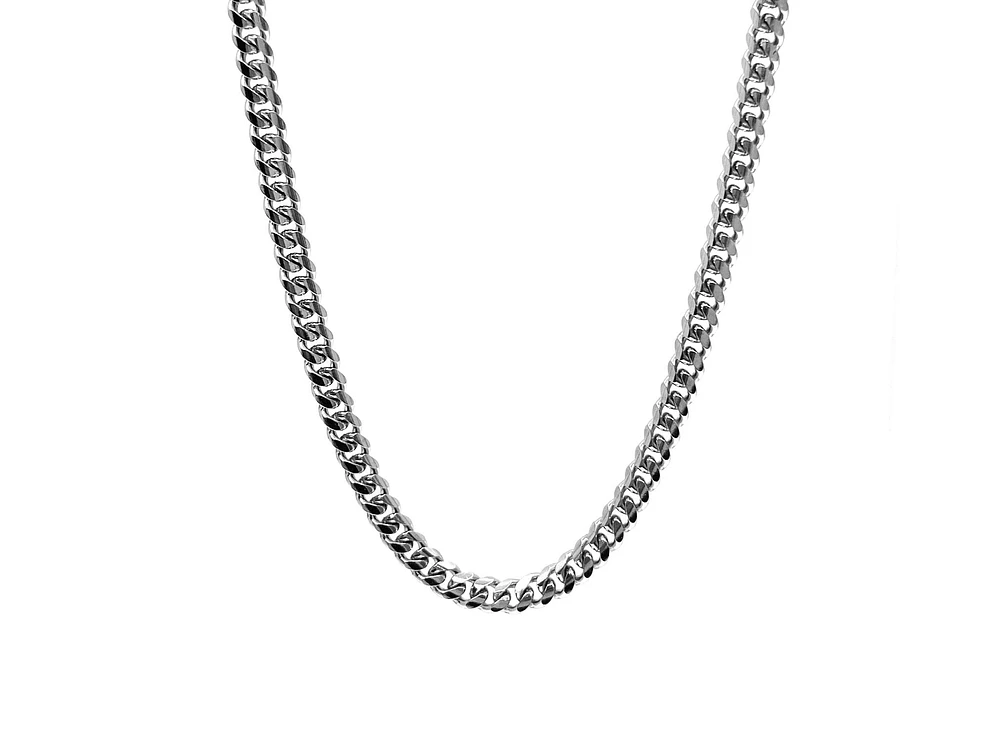 925 Sterling Silver 4.8mm Rhodium Plated Miami Cuban Chain - 22 Inches
