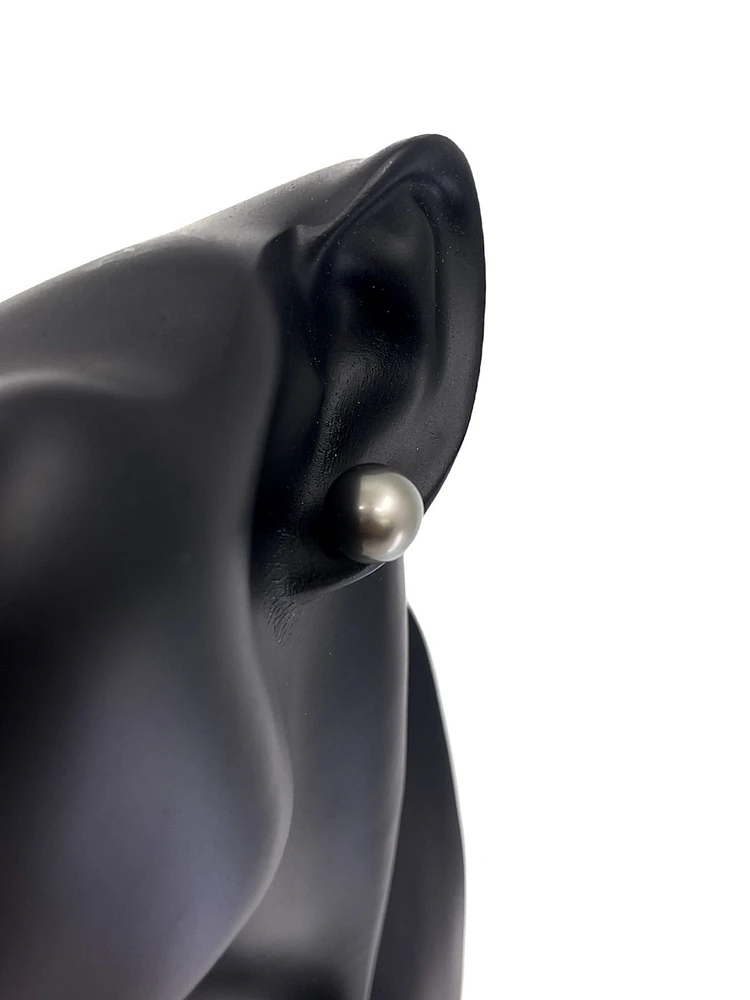 14K Yellow Gold 11mm Tahitian Pearl Stud Earrings with Butterfly Back