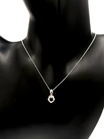 10K White Gold Blue Sapphire and Diamond Pendant