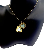 Gold Plated on 925 Sterling Silver Heart Shaped Locket with Etched Hearts Design - 21mm x 20mm