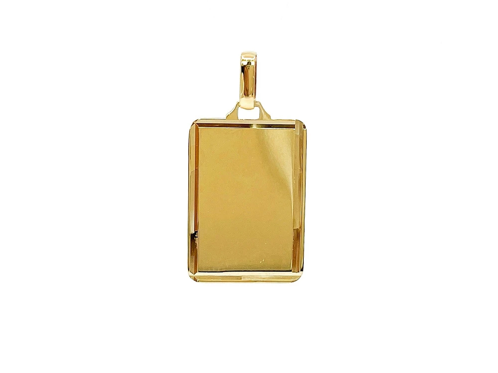 10K Yellow Gold Diamond Cut Engravable Plate Charm