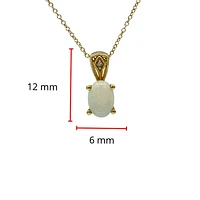 10K Yellow Gold Opal and Diamond Pendant, 18"