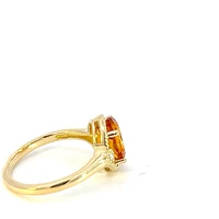 10K Yellow Gold  Citrine and Diamond Ring - Size 7