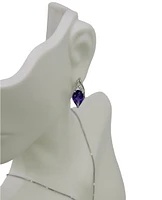 10K White Gold 10 x 6mm Genuine Amethyst and 0.07cttw Diamond Earrings