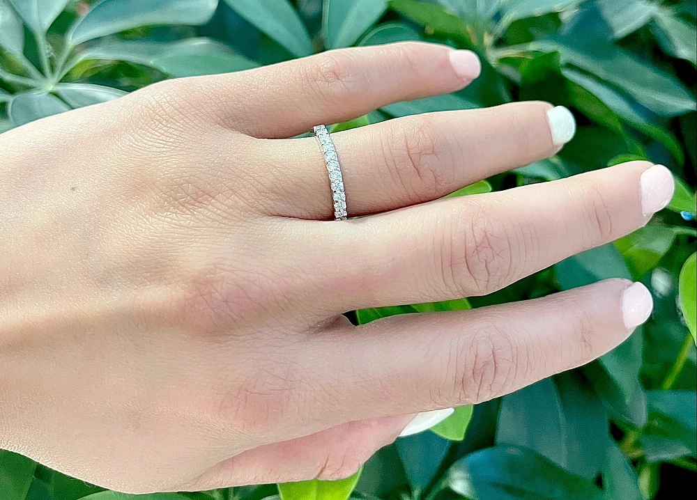 14K White Gold 0.40ctts Round Cut Diamond Wedding Band