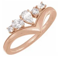14K White 1/2 CTW Lab-Grown Diamond V Ring - Gold