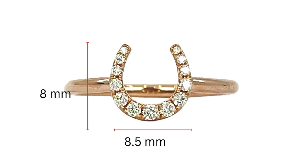 14K Rose Gold 0.14cttw Diamond Horseshoe Ring, size 6.5