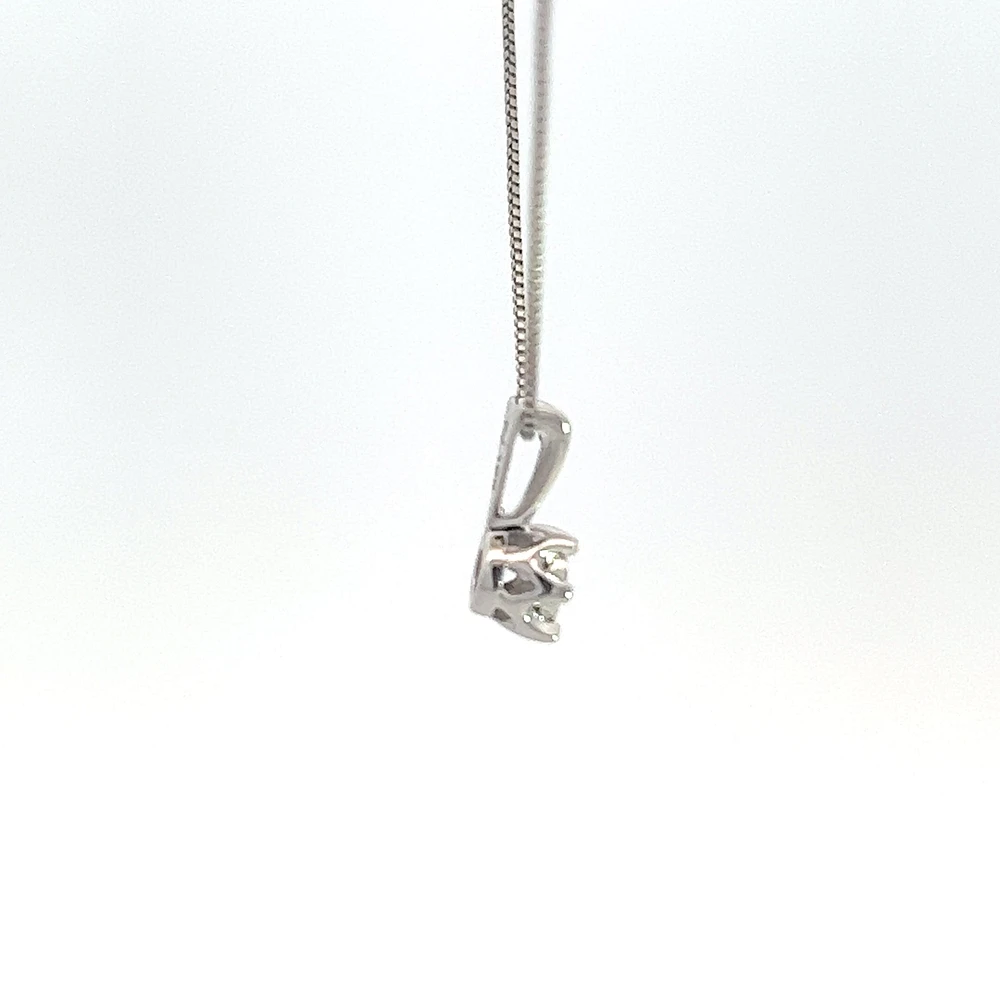 10K White Gold 0.05 cttw Diamond Solitaire Pendant, 18"
