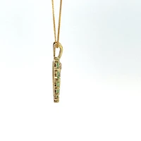 10K Yellow Gold 0.03 cttw Diamond and Emerald Heart Pendant, 18"