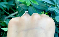 14k White Gold 0.45Cttw Lab Grown Princess Cut Diamond Engagement Ring - /