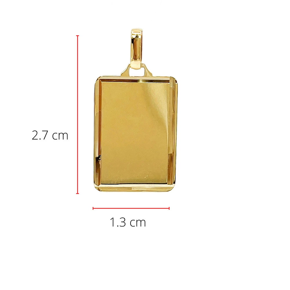 10K Yellow Gold Diamond Cut Engravable Plate Charm