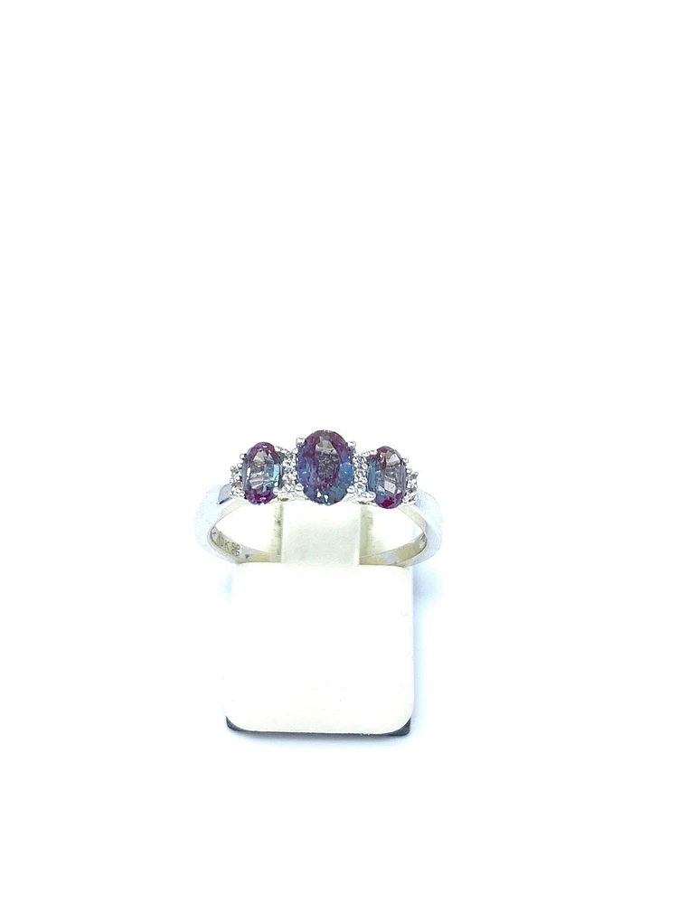 Created Alexandrite and Diamond Ring