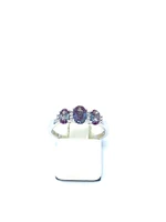 Created Alexandrite and Diamond Ring