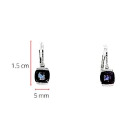 10K White Gold 5mm Cushion Cut Created Alexandrite and 0.01cttw Diamond Earrings