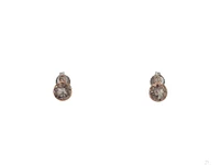 10K Two Tone Rose and White Gold 5mm Morganite and 0.02cttw Diamond Stud Earrings.