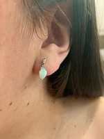 10K White Gold Opal and Diamond Earrings