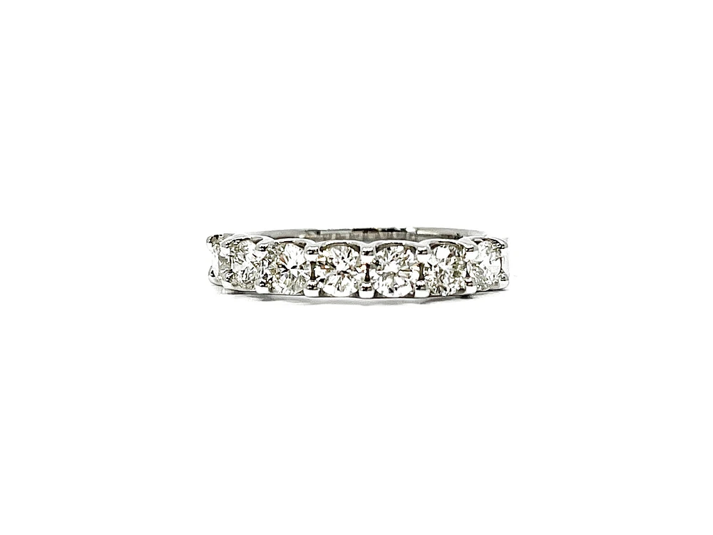 14K White Gold 0.75cttw Diamond Anniversary Claw Set Ring / Band, size 6.5
