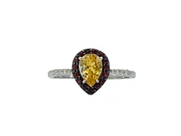 10K White Gold Citrine, Garnet and Diamond Ring, size 7