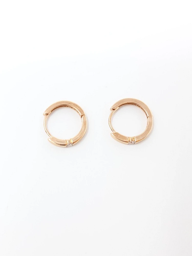 Rose Gold Diamond Hoop Earrings