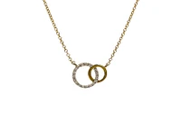 10K White & Yellow Gold 0.09cttw Diamond Double Infinity / Circle Necklace, 18"