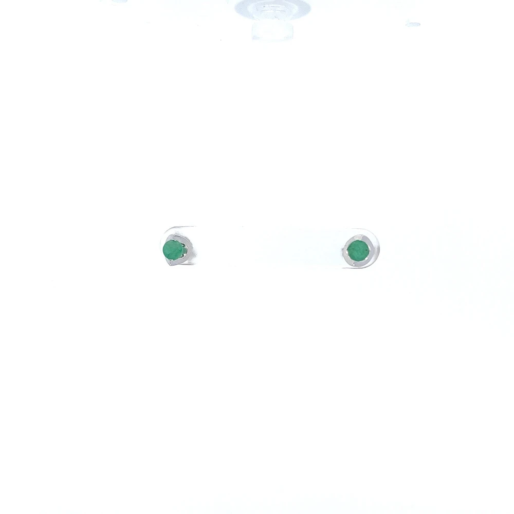 10K White Gold Genuine Emerald Earrings