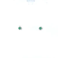 10K White Gold Genuine Emerald Earrings