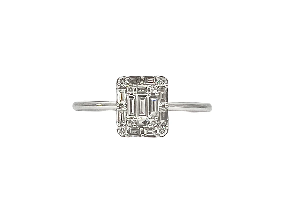 14K White Gold 0.32cttw Diamond Ring - size 7