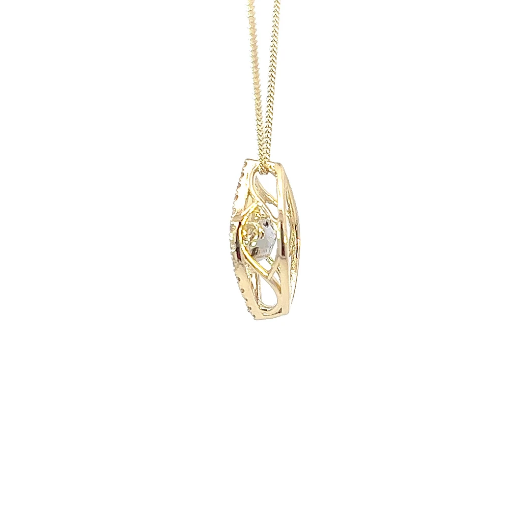 10K Yellow Gold 0.22cttw Diamond Pulse Pendant, 18"