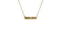 14K Yellow Gold 0.06cttw Diamond Bar Pendant, 18"