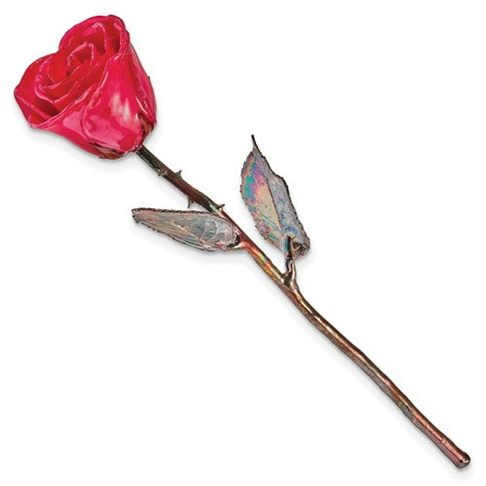 Red Lacquer Dipped Copper Trimmed Real Rose