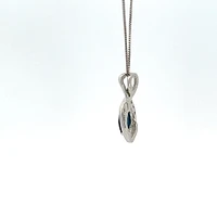 10K White Gold Sapphire and Diamond Pendant - 18"