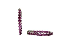 14K White Gold Pink Sapphire Hoop Earrings