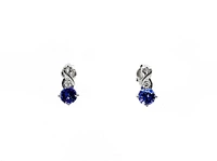 10K White Gold 1.10cttw Genuine Tanzanite & 0.012cttw Diamond Earrings