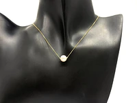 10K Yellow Gold Fine Box Chain with 7mm Cultured Pearl - 18 Inches