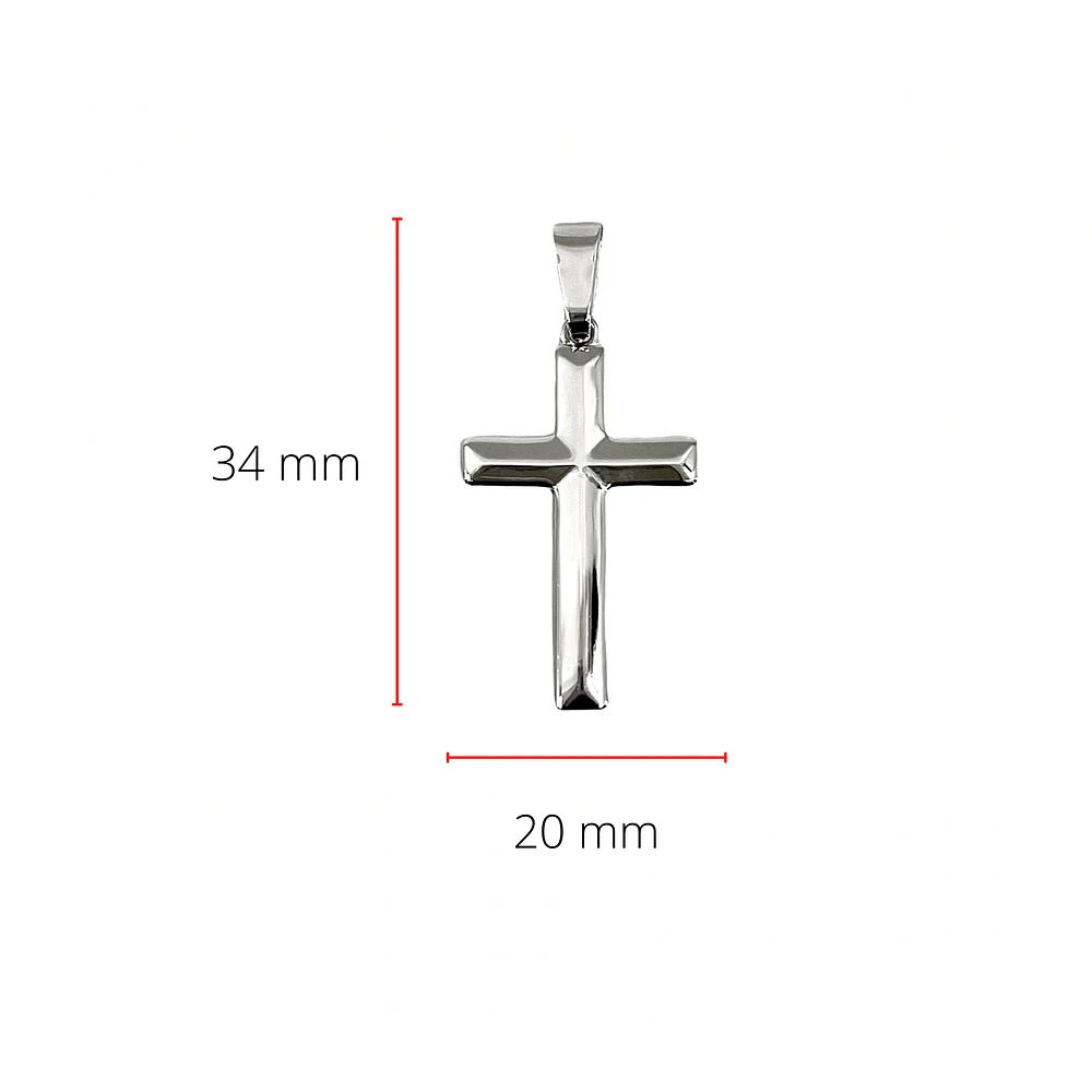 925 Sterling Silver 34mm x 20mm Hollow Pyramid Style Cross Charm