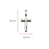 925 Sterling Silver 34mm x 20mm Hollow Pyramid Style Cross Charm