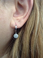 10K White Gold 0.30cttw Diamond Hoop Huggie Hinged Dangle Earrings
