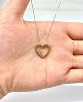 10K White & Rose Gold 0.02cttw Diamond Heart Pendant, 18"