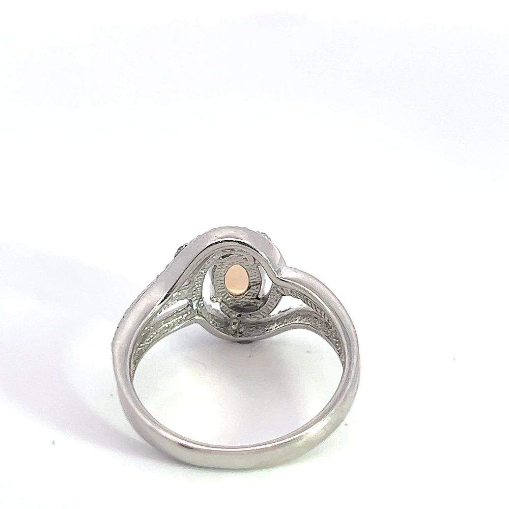 925 Sterling Silver Opal & Diamond Ring - 4.5