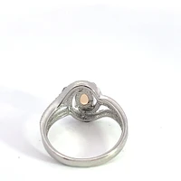 925 Sterling Silver Opal & Diamond Ring - 4.5