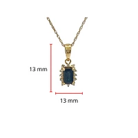 10K Yellow Gold 6x4mm Emerald Cut Sapphire and 0.04cttw Diamond Pendant, 18"