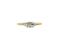 10K Yellow Gold 0.40cttw Genuine Oval Cut Aquamarine & 0.02cttw Diamond Ring, size 6.5