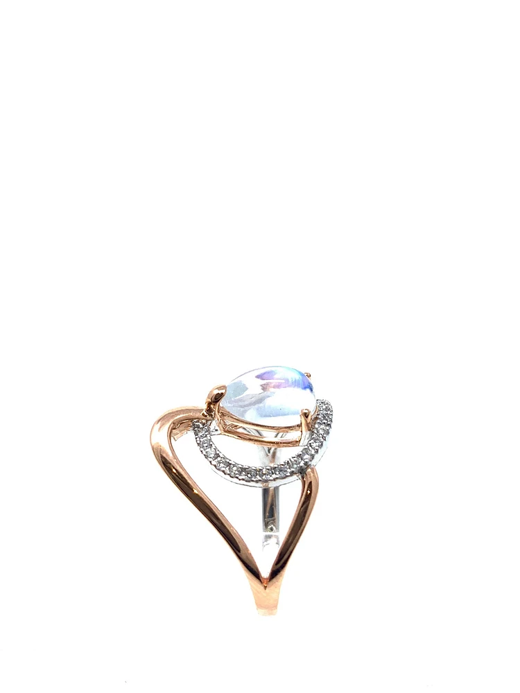 Moonstone and Diamond Ring
