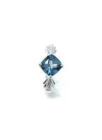 10K White Gold London Blue Topaz & Diamond Ring- Size 6.5