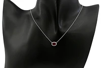 18K White Gold Ruby and Diamond Halo Necklace, 16-18"