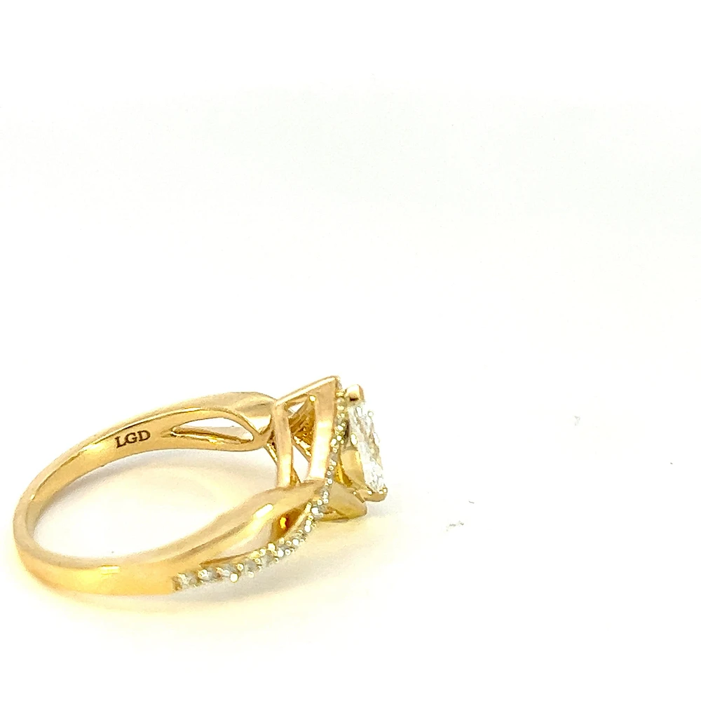 14K Yellow Gold 0.76cttw Marquise Cut Lab Grown Diamond Ring, 6 - / White