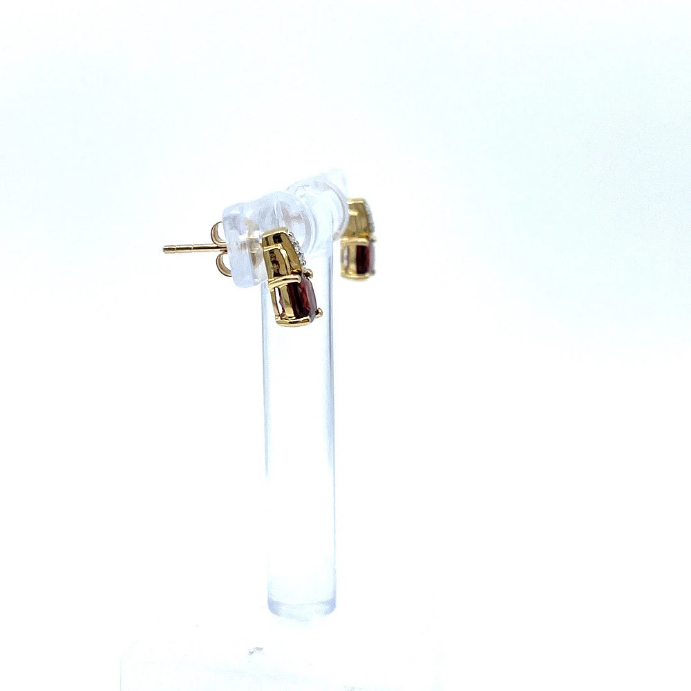 10K White & Yellow Gold Garnet and 0.025cttw Diamond Ring