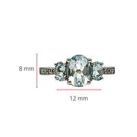 10K White Gold 1.40cttw Genuine Aquamarine and 0.04cttw Diamond Ring, size 7
