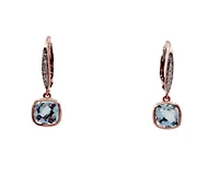 10K Rose Gold 2.75cttw Blue Topaz & 0.02cttw Diamond Lever Back  / Dangle / Drop Earring