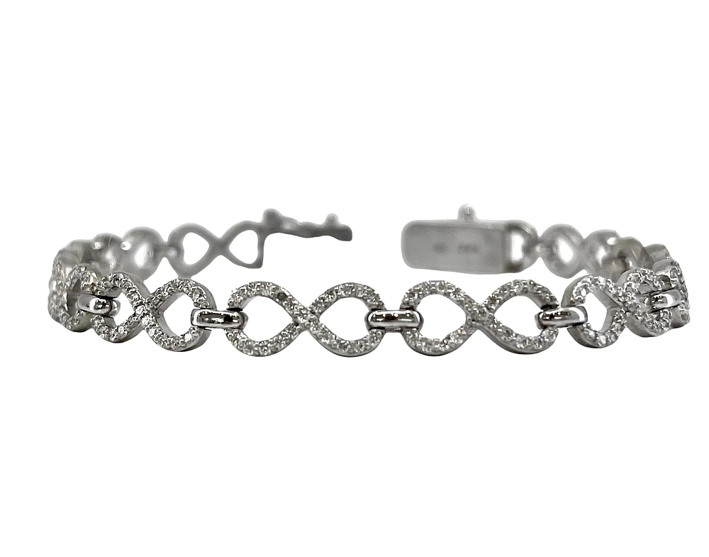 14K White Gold 2.10cttw Diamond Infinity Tennis Bracelet, 7"